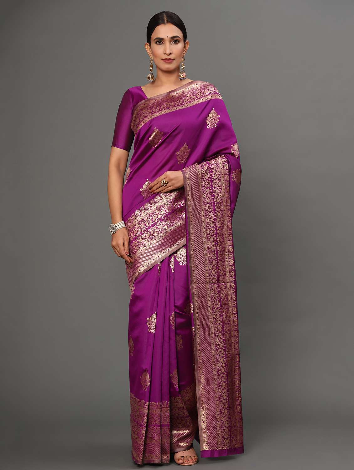 pink banarasi saree with blouse