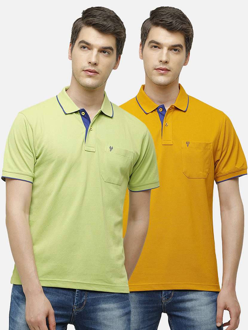 men pack of 2 solid regular fit polo t-shirt