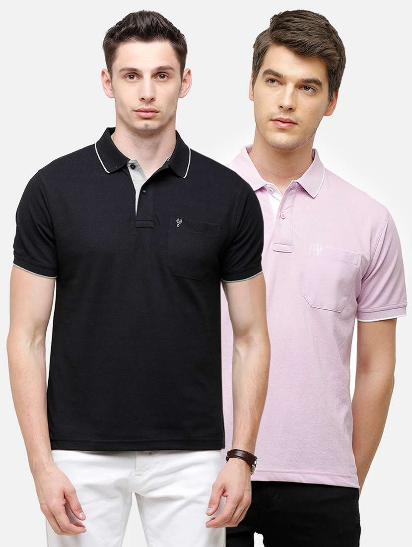 men pack of 2 solid regular fit polo t-shirt