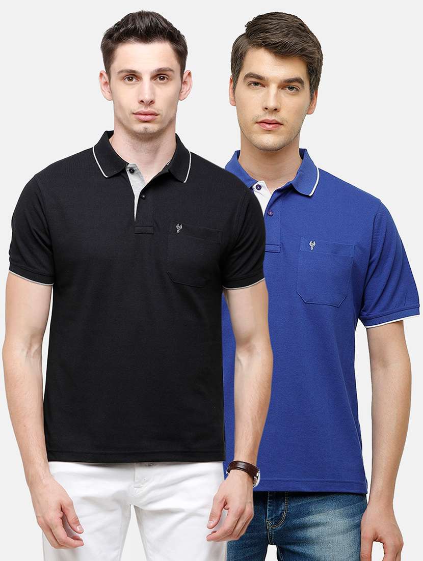 men pack of 2 solid regular fit polo t-shirt
