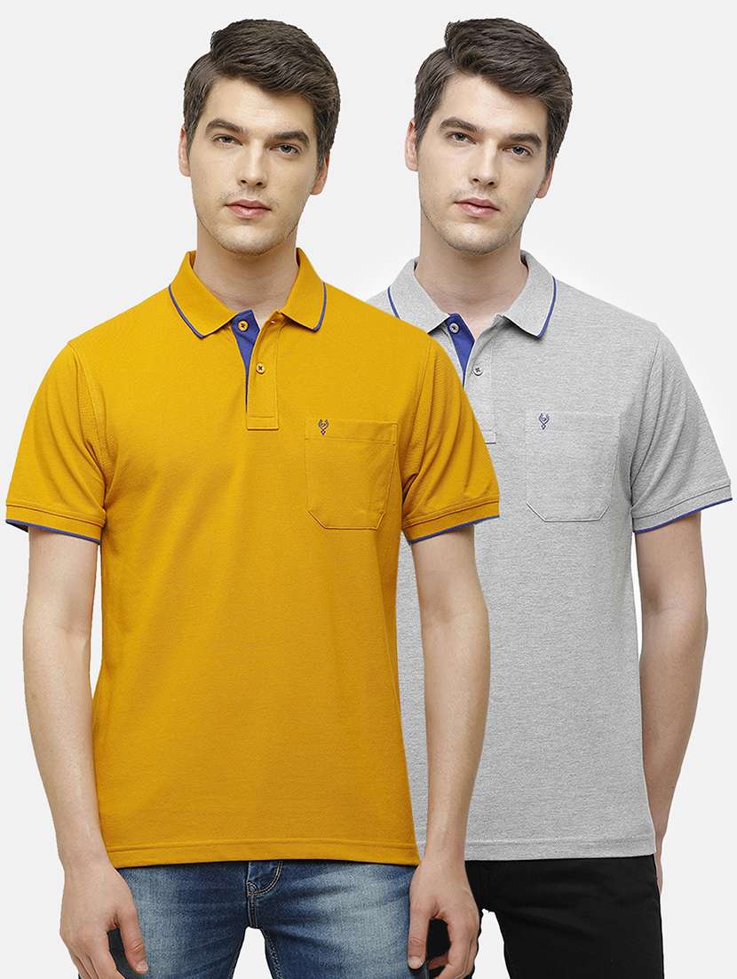 men pack of 2 solid regular fit polo t-shirt