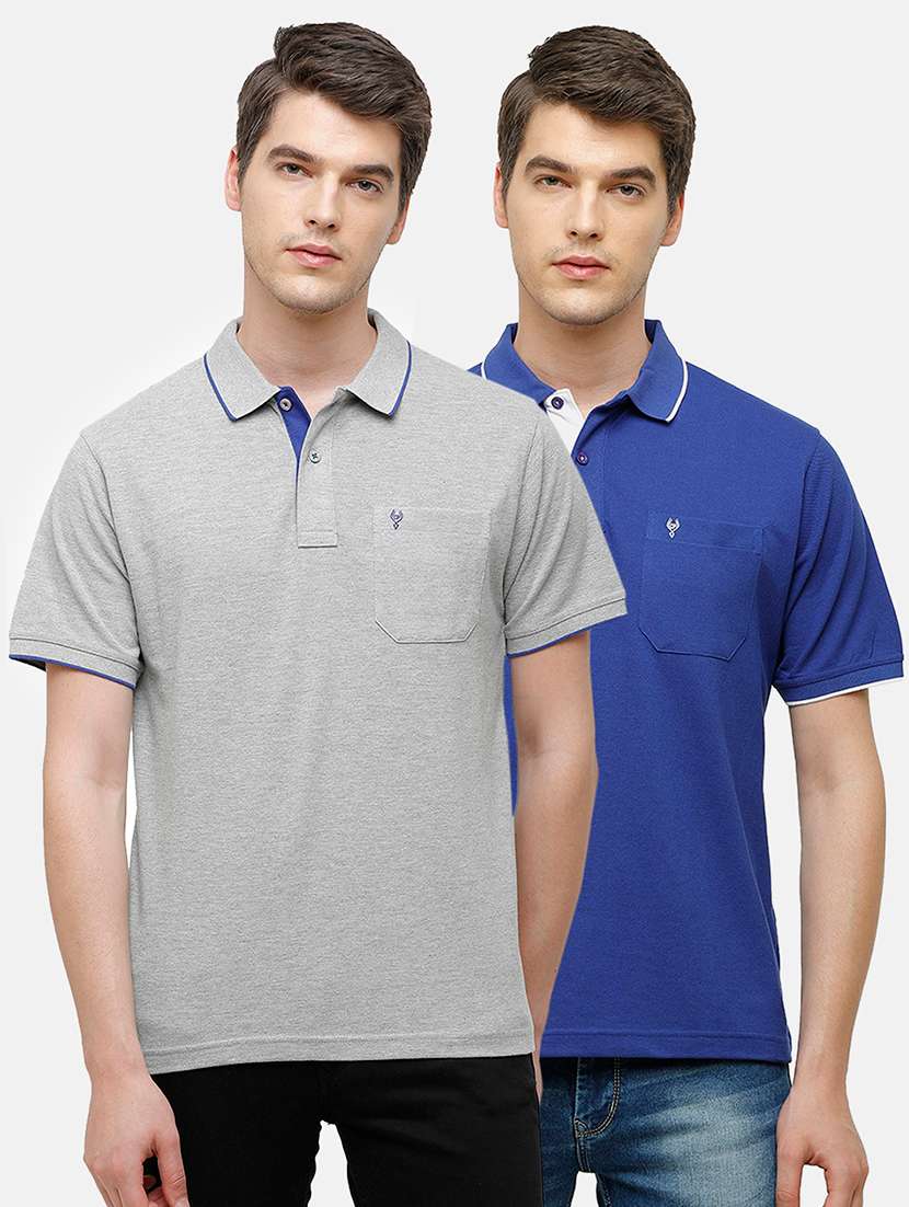 men pack of 2 solid regular fit polo t-shirt