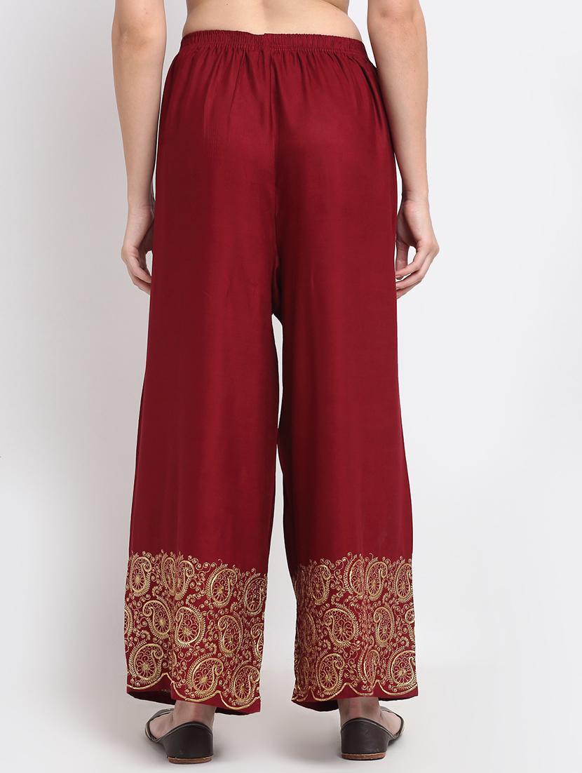 red rayon flared palazzo - 18318032 - Standard Image - 2