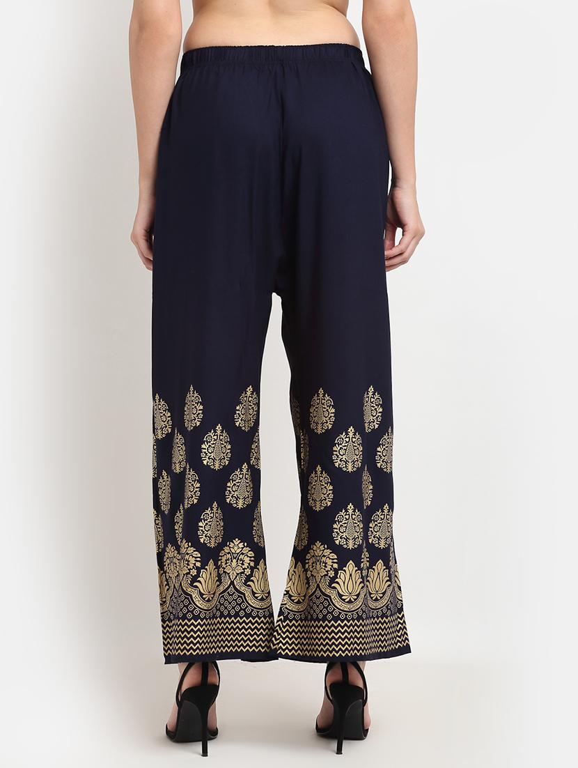 navy blue rayon flared palazzo - 18318052 - Standard Image - 2