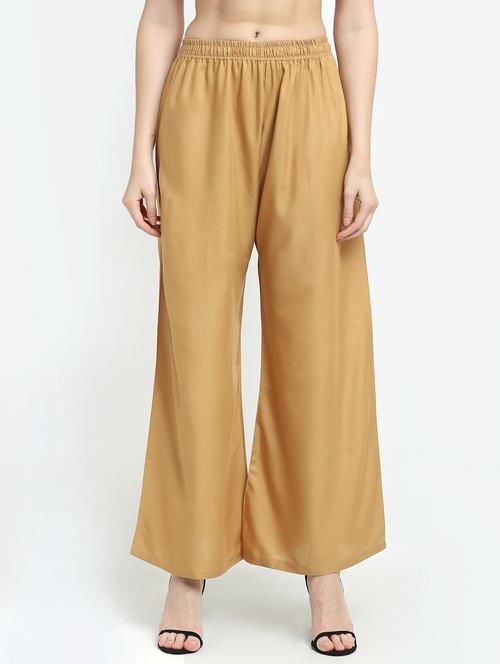 beige rayon flared palazzo - 18318053 -  Standard Image - 0