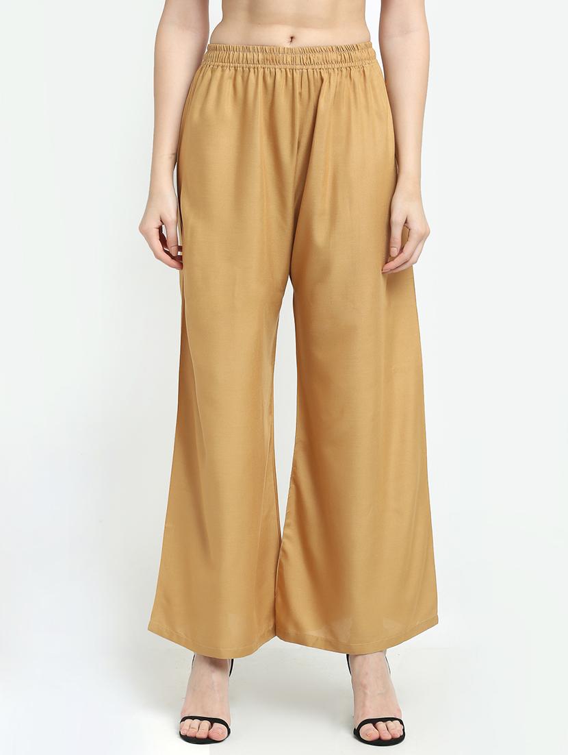 beige rayon flared palazzo - 18318053 -  Zoom Image - 0