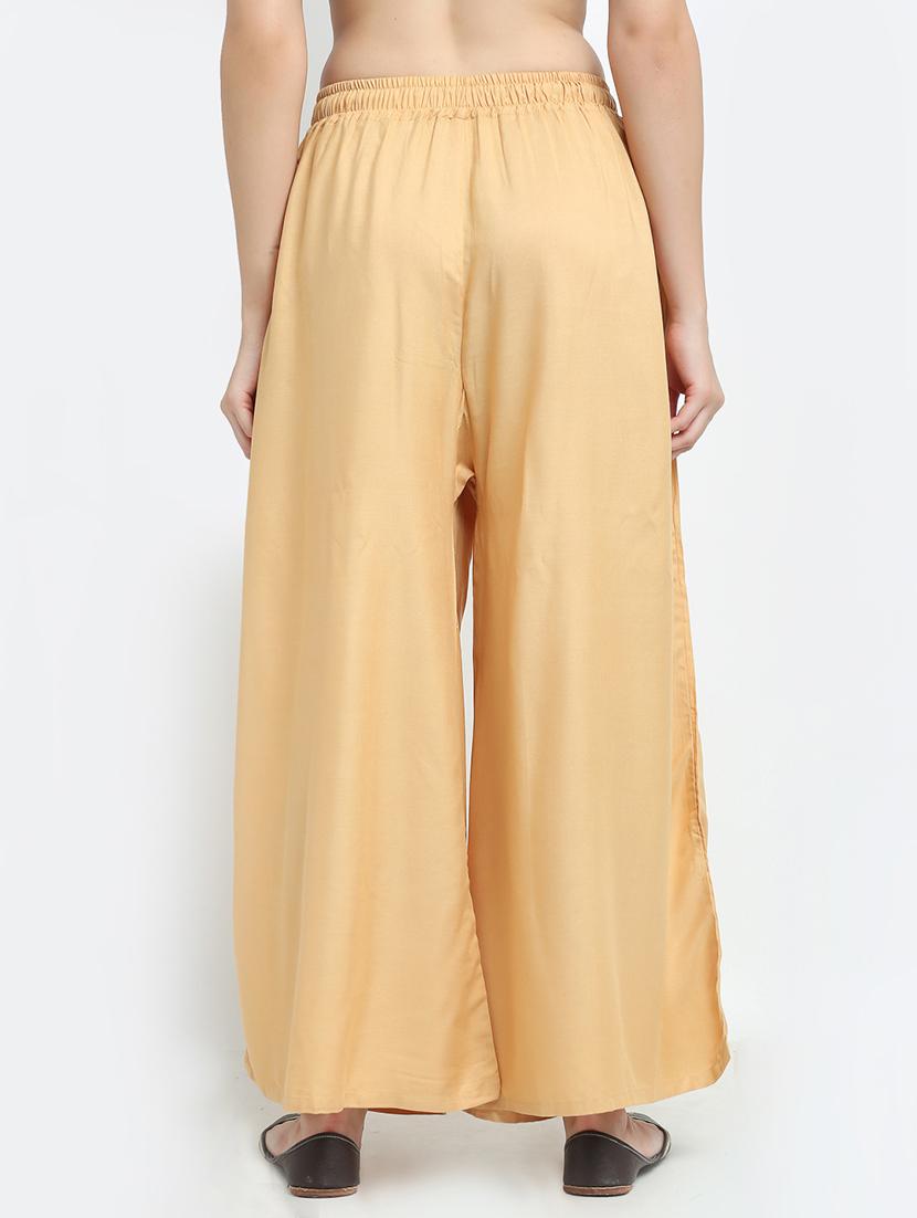 beige rayon palazzos - 18318059 - Standard Image - 2