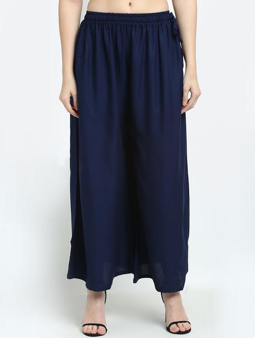 navy blue rayon palazzos - 18318061 - Standard Image - 0
