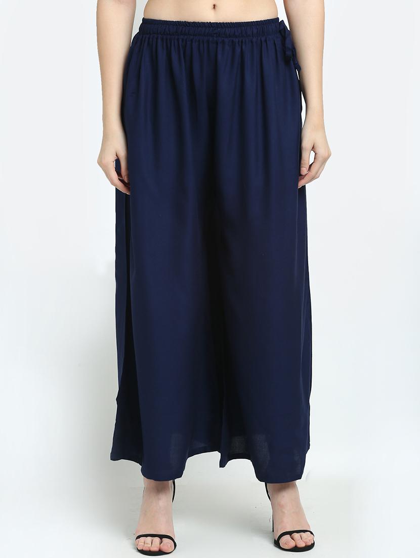navy blue rayon palazzos - 18318061 - Zoom Image - 0