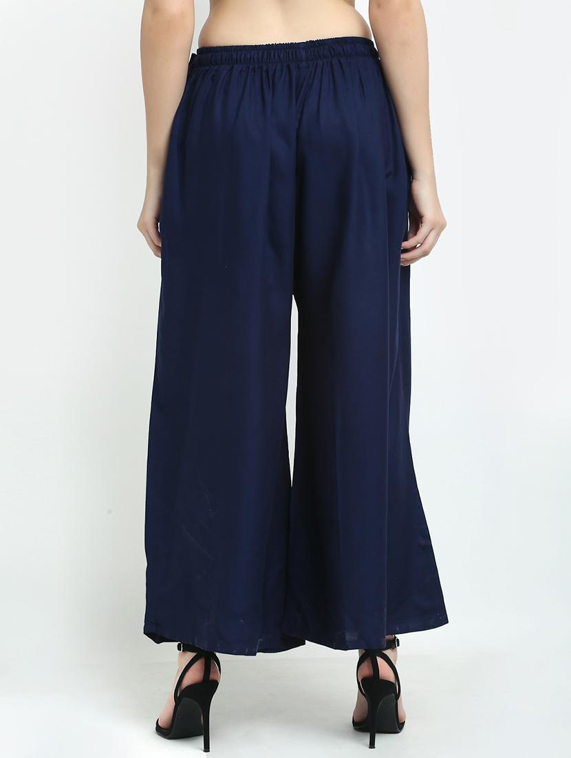 navy blue rayon palazzos - 18318061 - Standard Image - 2
