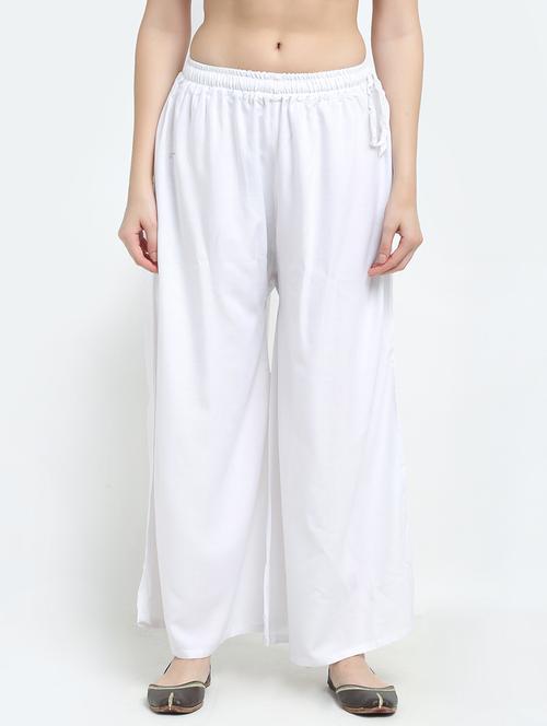 white rayon palazzos - 18318062 -  Standard Image - 0