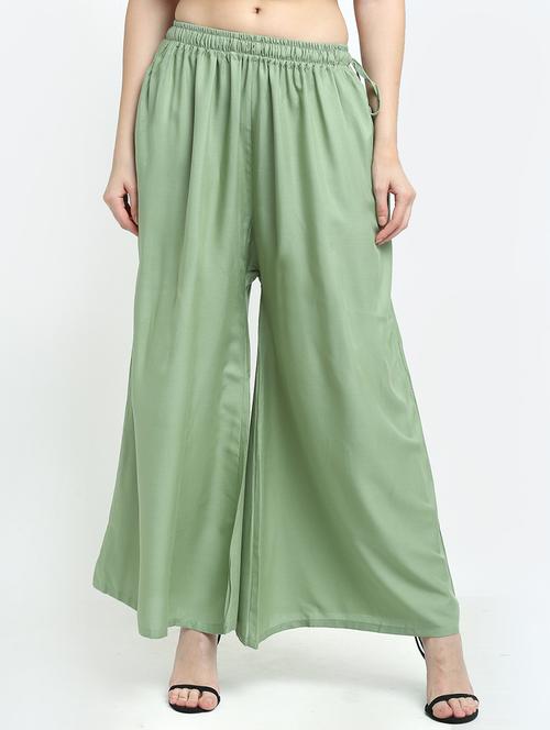 green rayon palazzos - 18318066 -  Standard Image - 0
