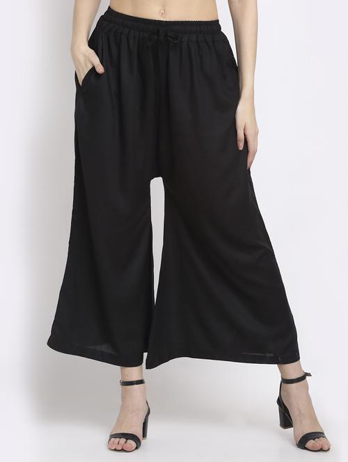 black rayon palazzos - 18318069 -  Standard Image - 0