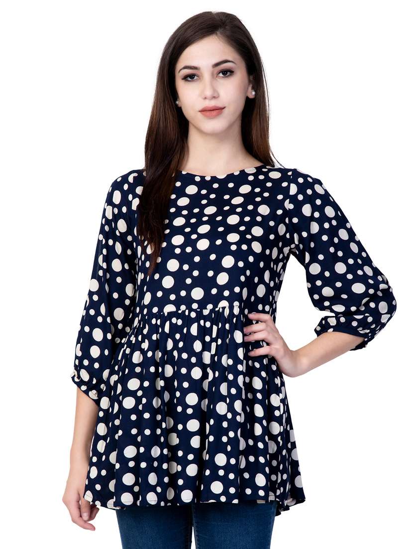 round neck polka dots regular top
