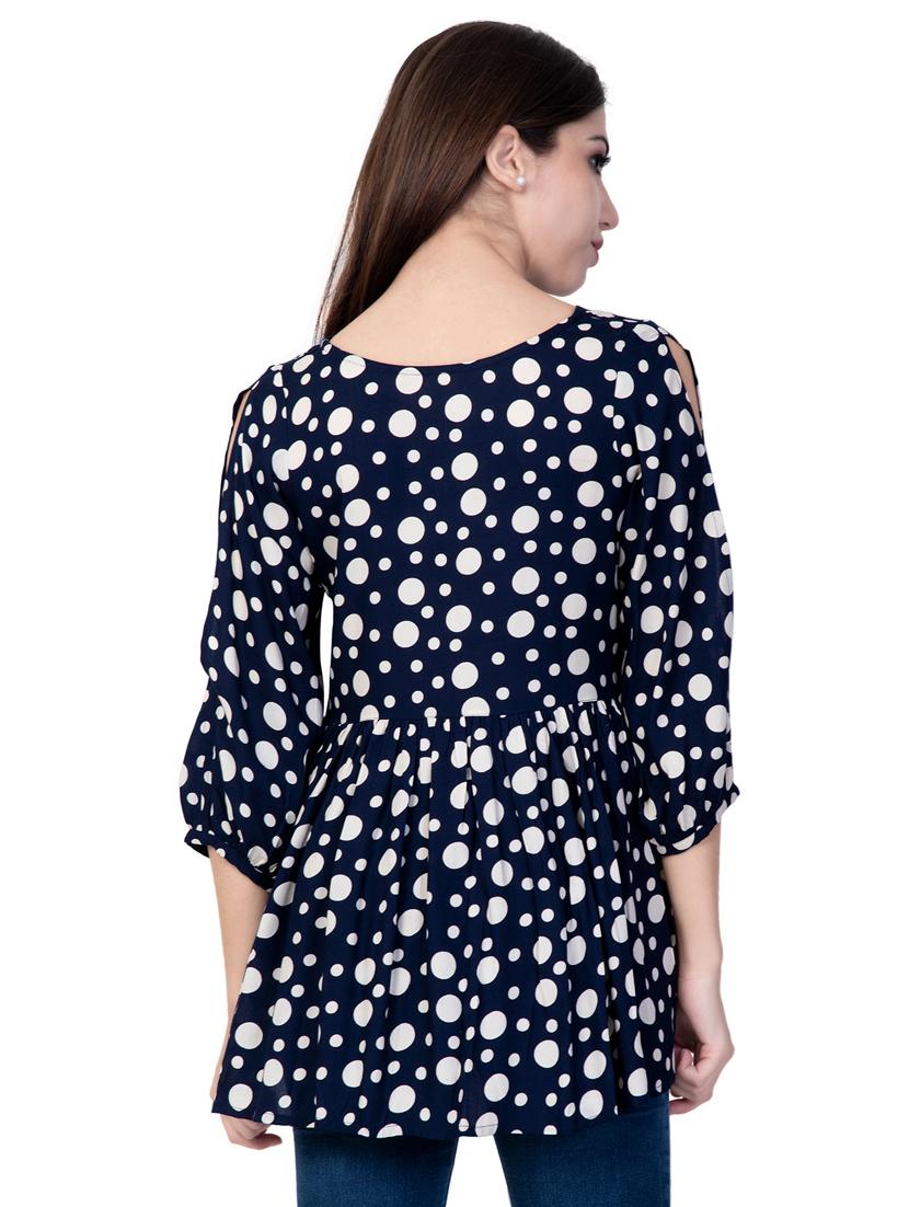 round neck polka dots regular top - 18318089 - Standard Image - 2