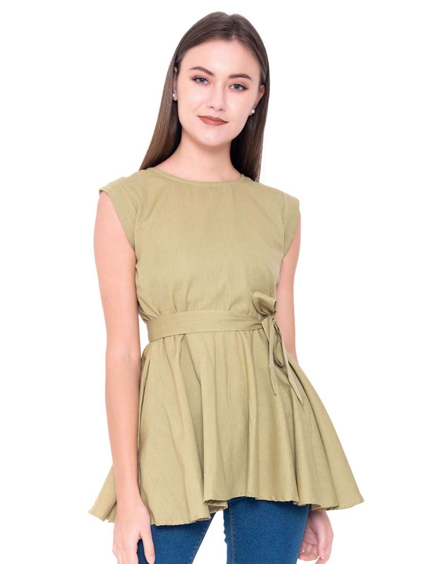 round neck solid regular top