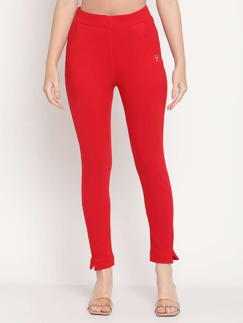 red solid legging