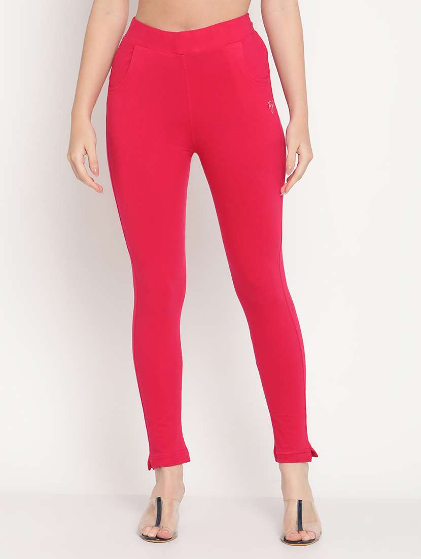 pink solid legging