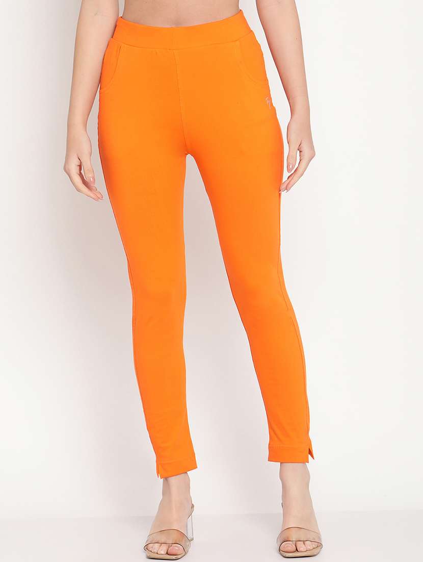 orange solid legging