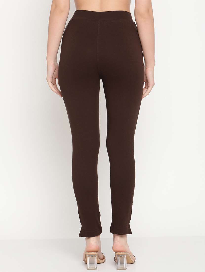 brown solid ankle length legging - 18318948 -  Standard Image - 2
