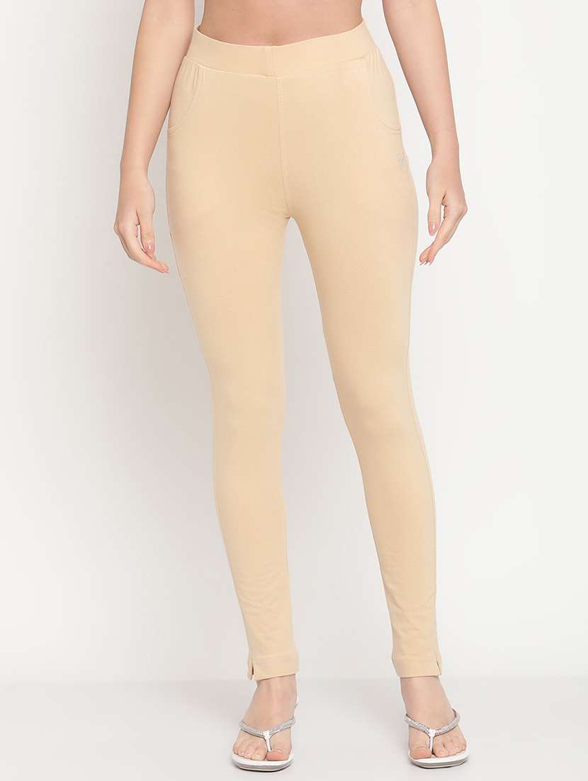 beige cotton leggings