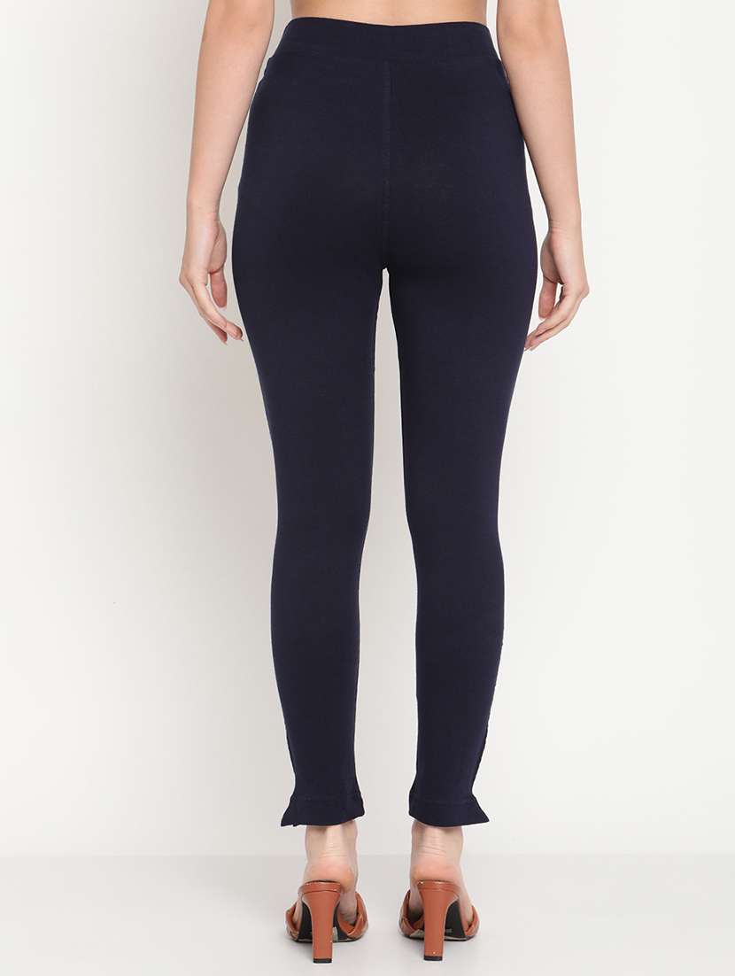 navy blue solid ankle length legging - 18319098 -  Standard Image - 2
