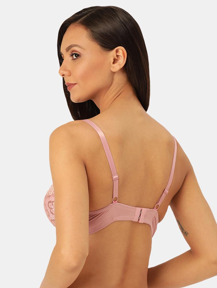 pink lacrd plunge bra - 18319329 - Standard Image - 2
