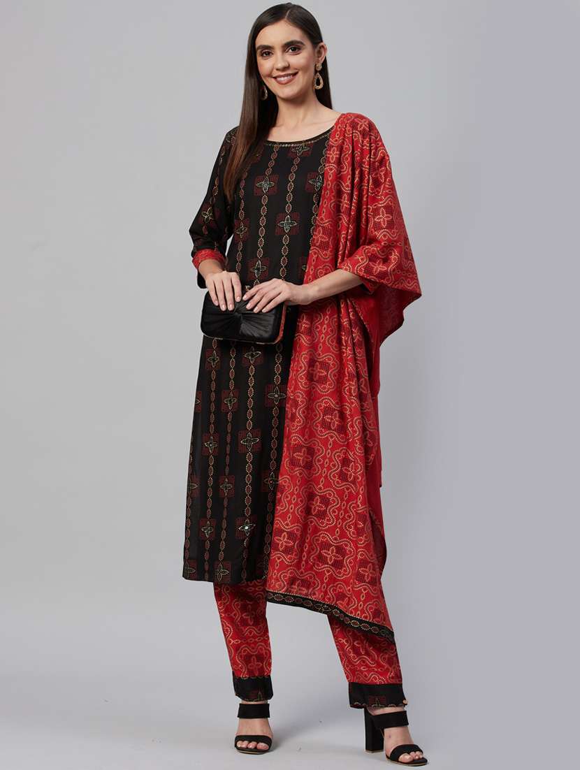 printed kurta pant set with dupatta 