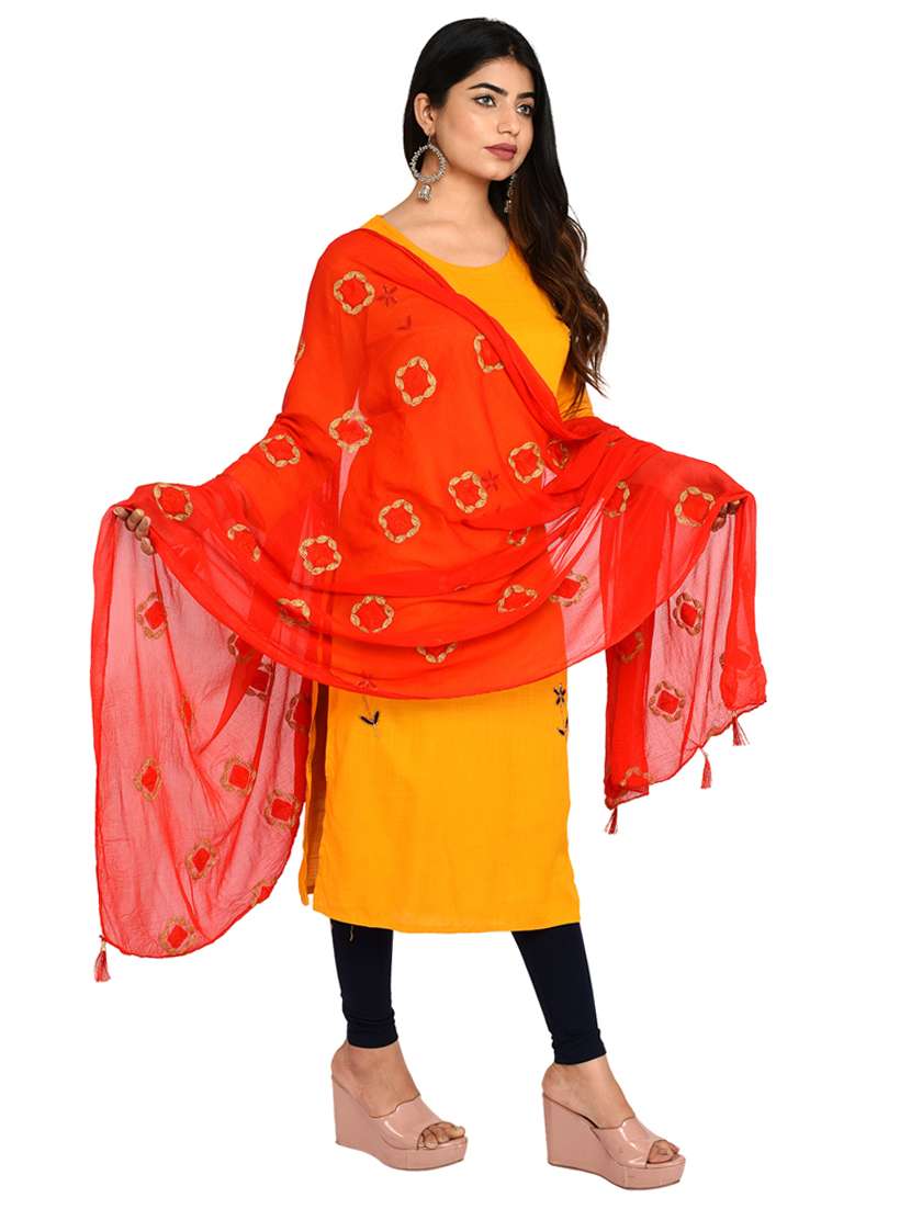 red chiffon dupatta - 18320629 -  Standard Image - 2