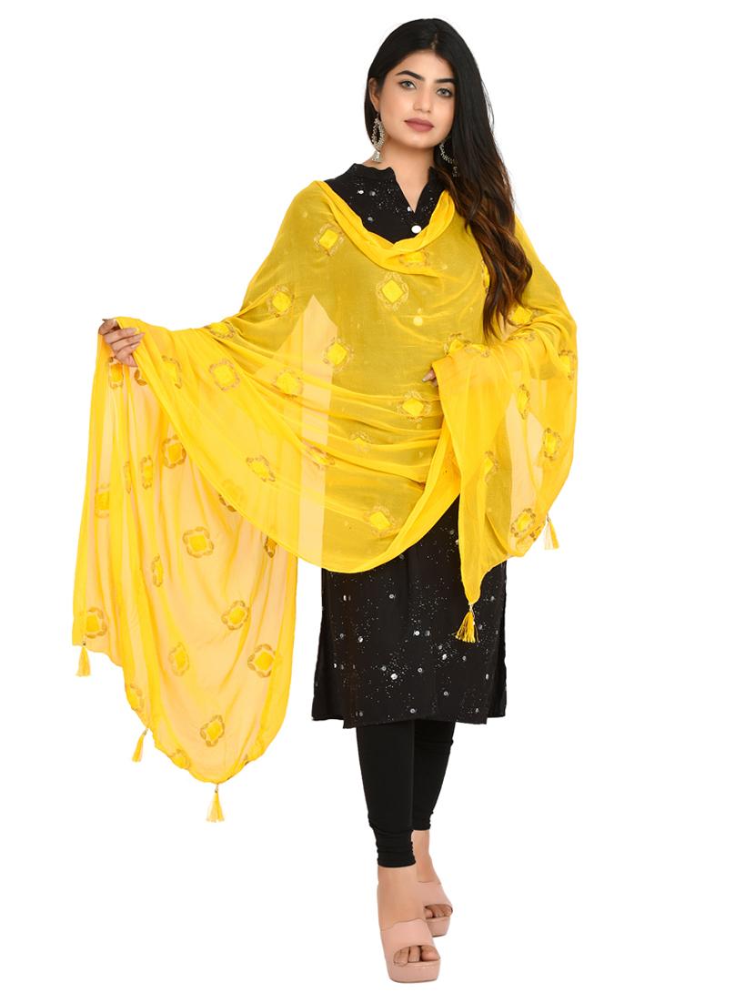yellow chiffon dupatta - 18320632 - Standard Image - 2