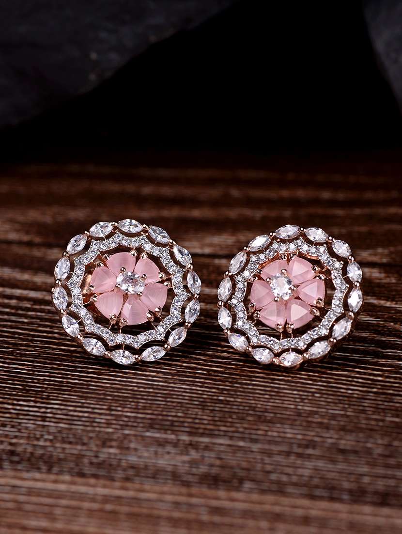 pink brass studs earring