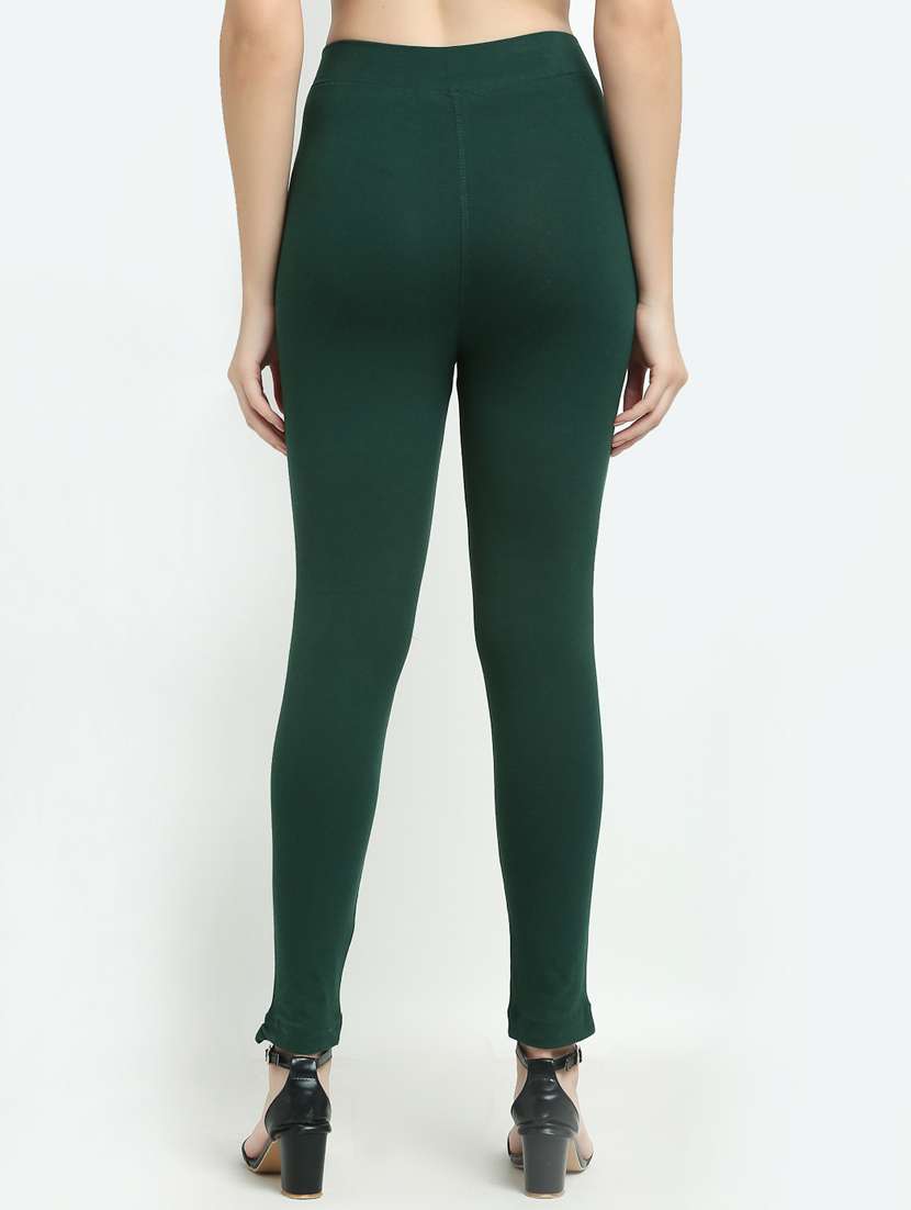 green solid ankle length legging - 18321093 - Standard Image - 2