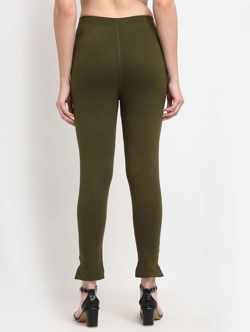 green solid ankle length legging - 18321095 - Standard Image - 2