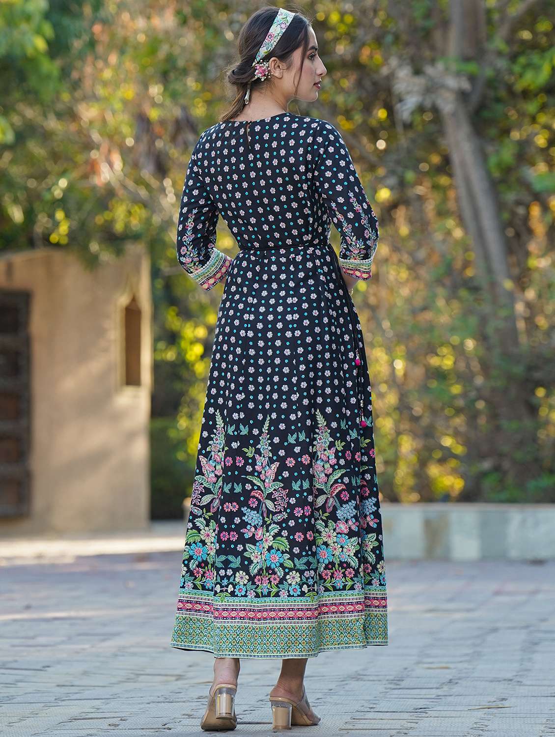 black rayon anarkali ethnic dress - 18321313 -  Standard Image - 2