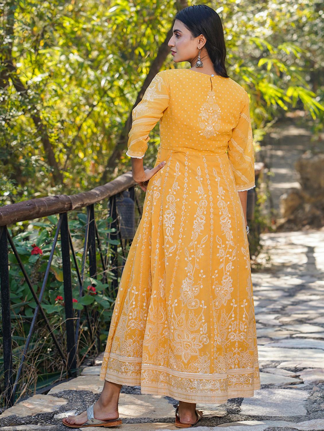 yellow georgette anarkali ethnic dress - 18321338 - Standard Image - 2