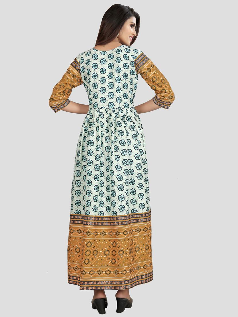 multi colored printed flared gown - 18321746 - Standard Image - 2