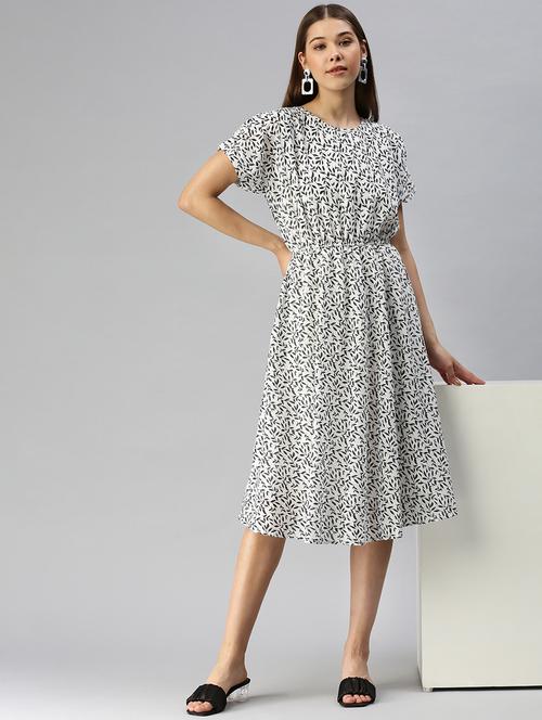 round neck printed a-line dress - 18321845 -  Standard Image - 0