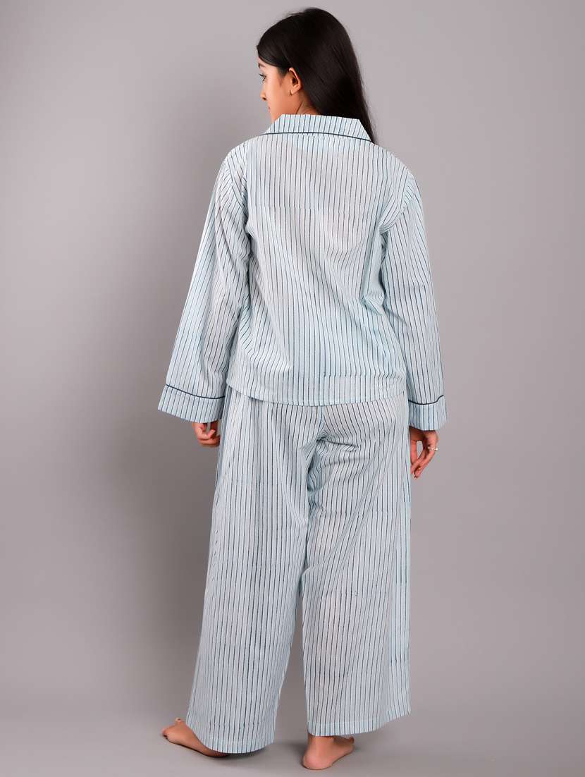 shirt collar printed nightwear pajama set  - 18322384 -  Standard Image - 2