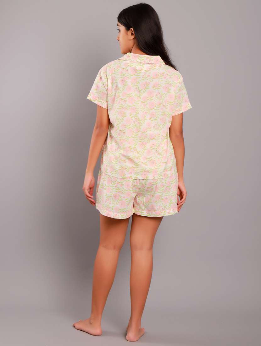 shirt collar printed nightwear shorts set  - 18322387 -  Standard Image - 2