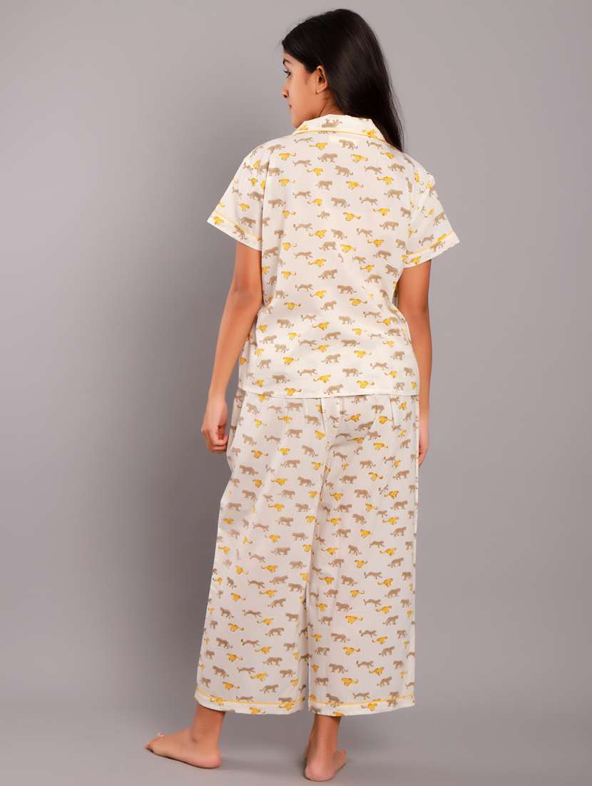 shirt collar printed nightwear pajama set  - 18322393 -  Standard Image - 2