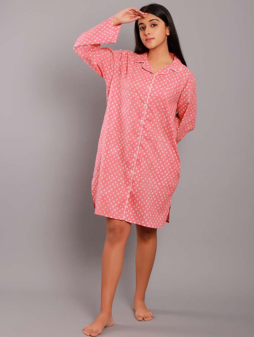 shirt collar printed sleepshirts 