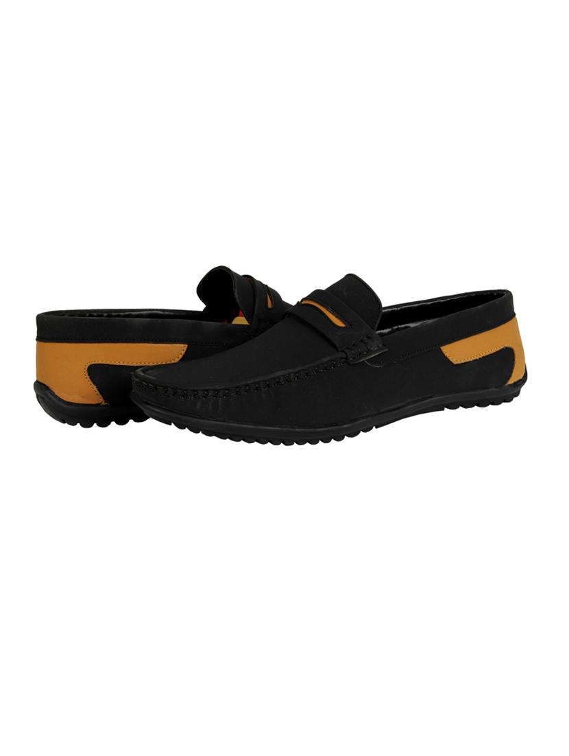 black synthetic slip on loafers - 18322528 - Standard Image - 2