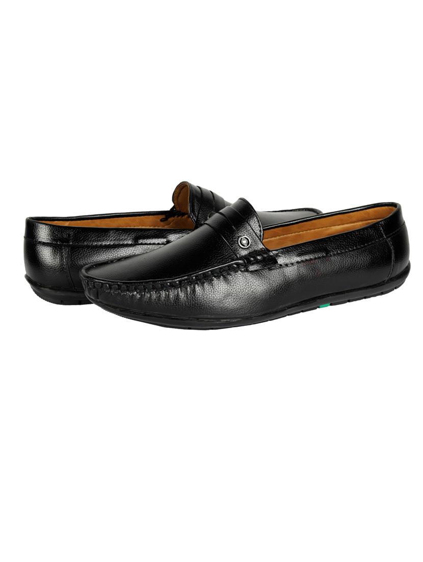 black synthetic slip on loafers - 18322535 - Standard Image - 2
