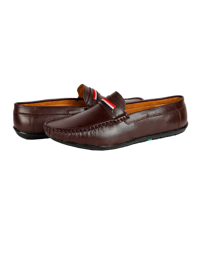 brown synthetic slip on loafers - 18322545 -  Standard Image - 2