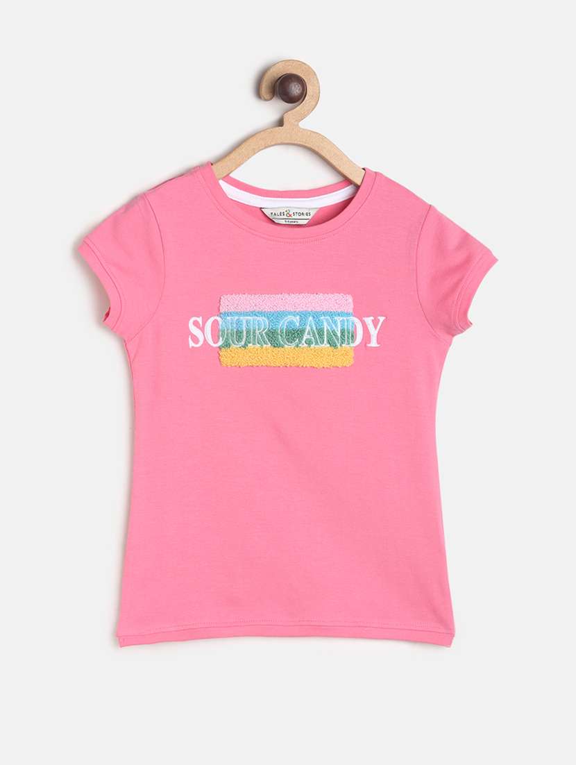 pink printed  regular tee