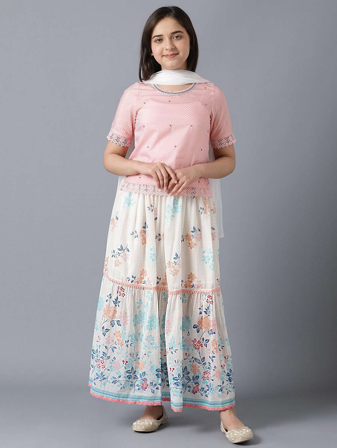 pink printed sharara suit set