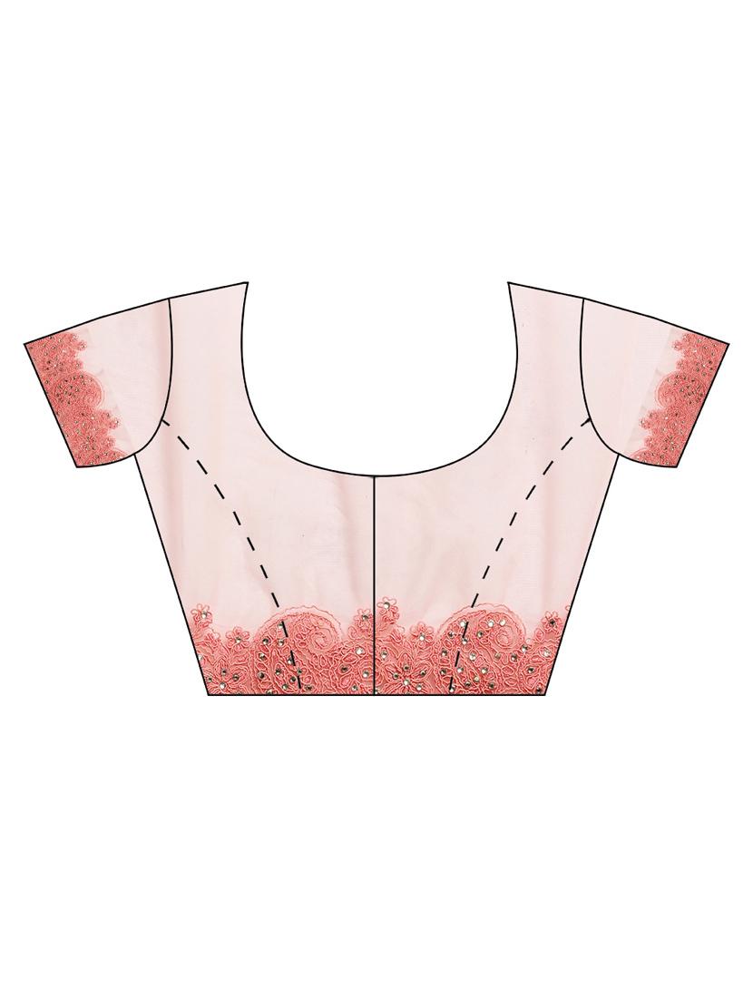 pink net embroidered saree with blouse - 18323131 - Standard Image - 2