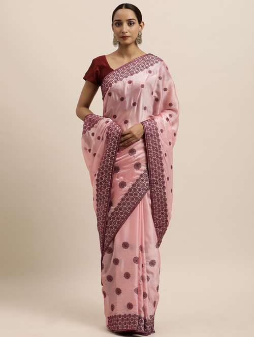 pink art silk embroidered saree with blouse - 18323213 -  Standard Image - 0