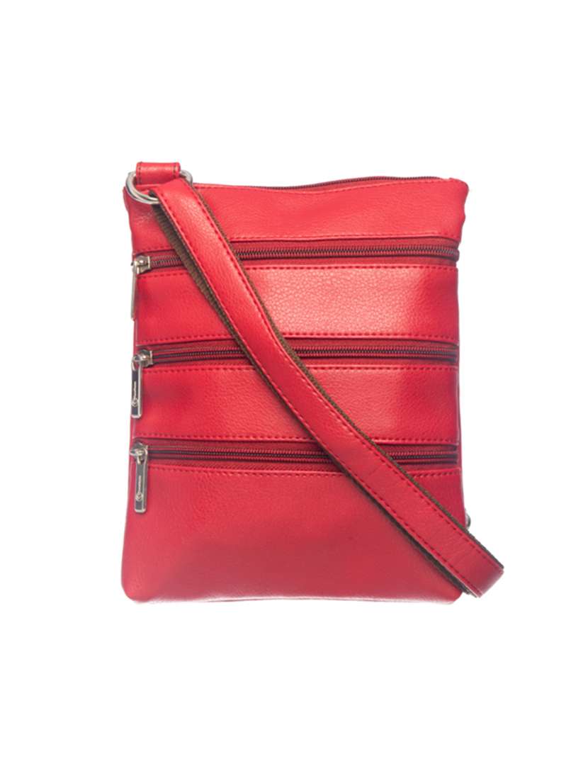 red solid messenger handbag