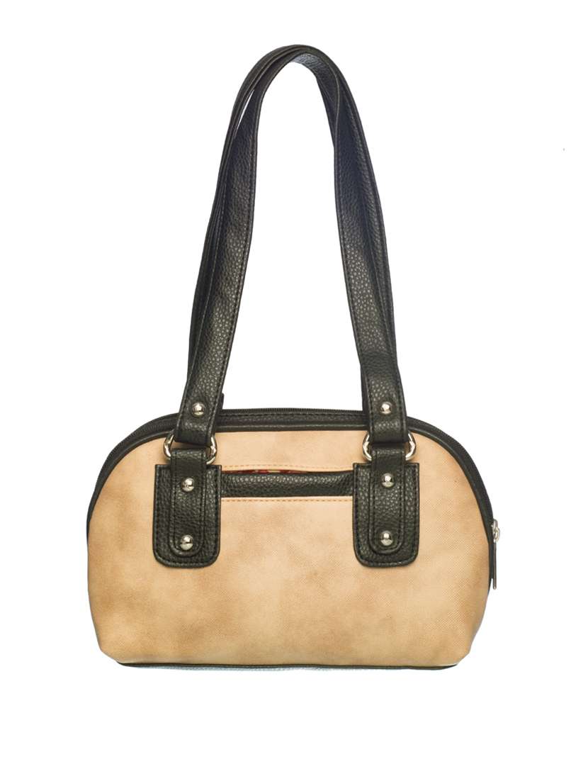 beige solid regular handbag